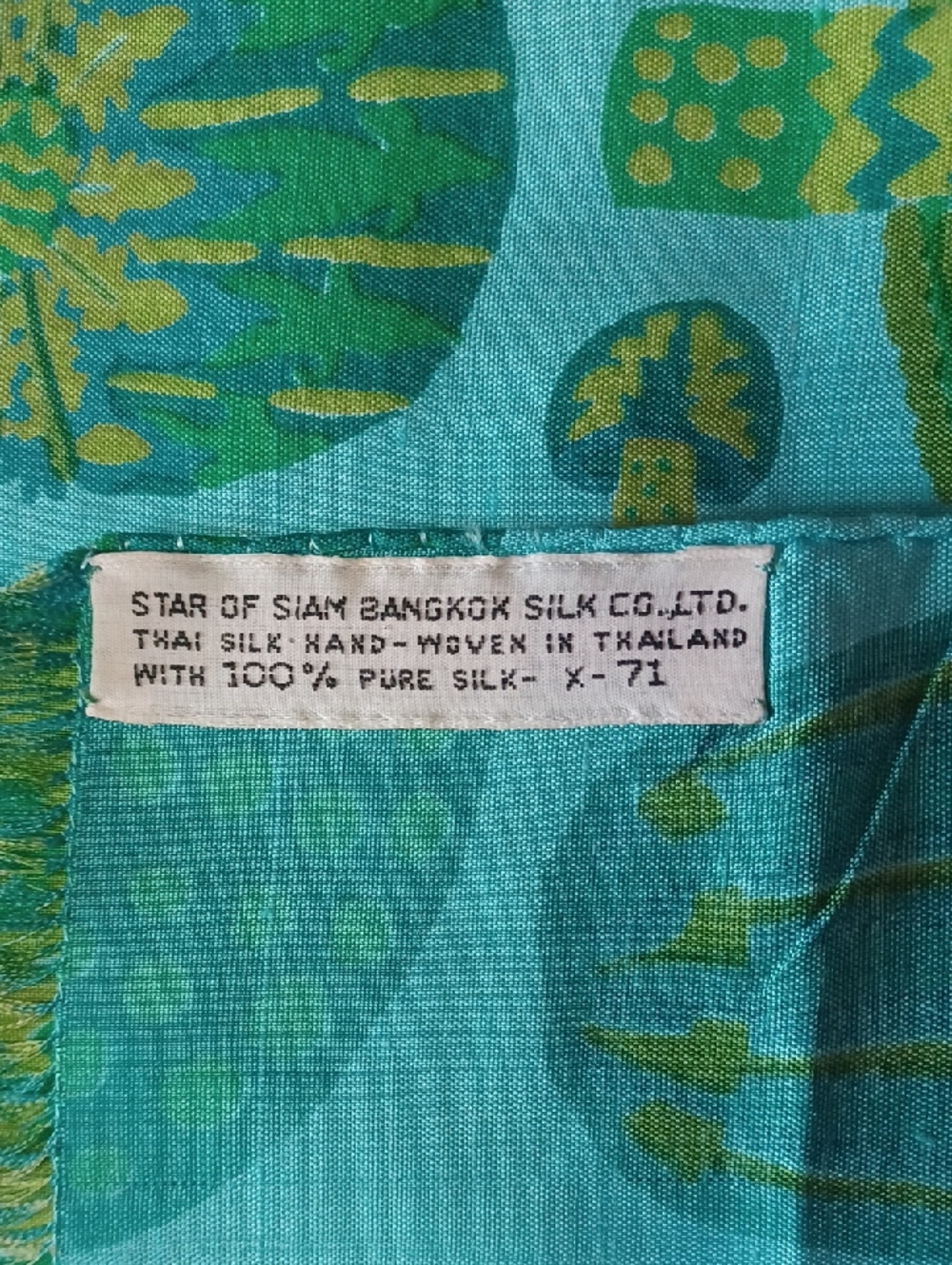 Vintage Thai Silk Scarf Star Of Siam Bangkok Handwoven Mod Botanical 72×12 - Picture 2 of 16